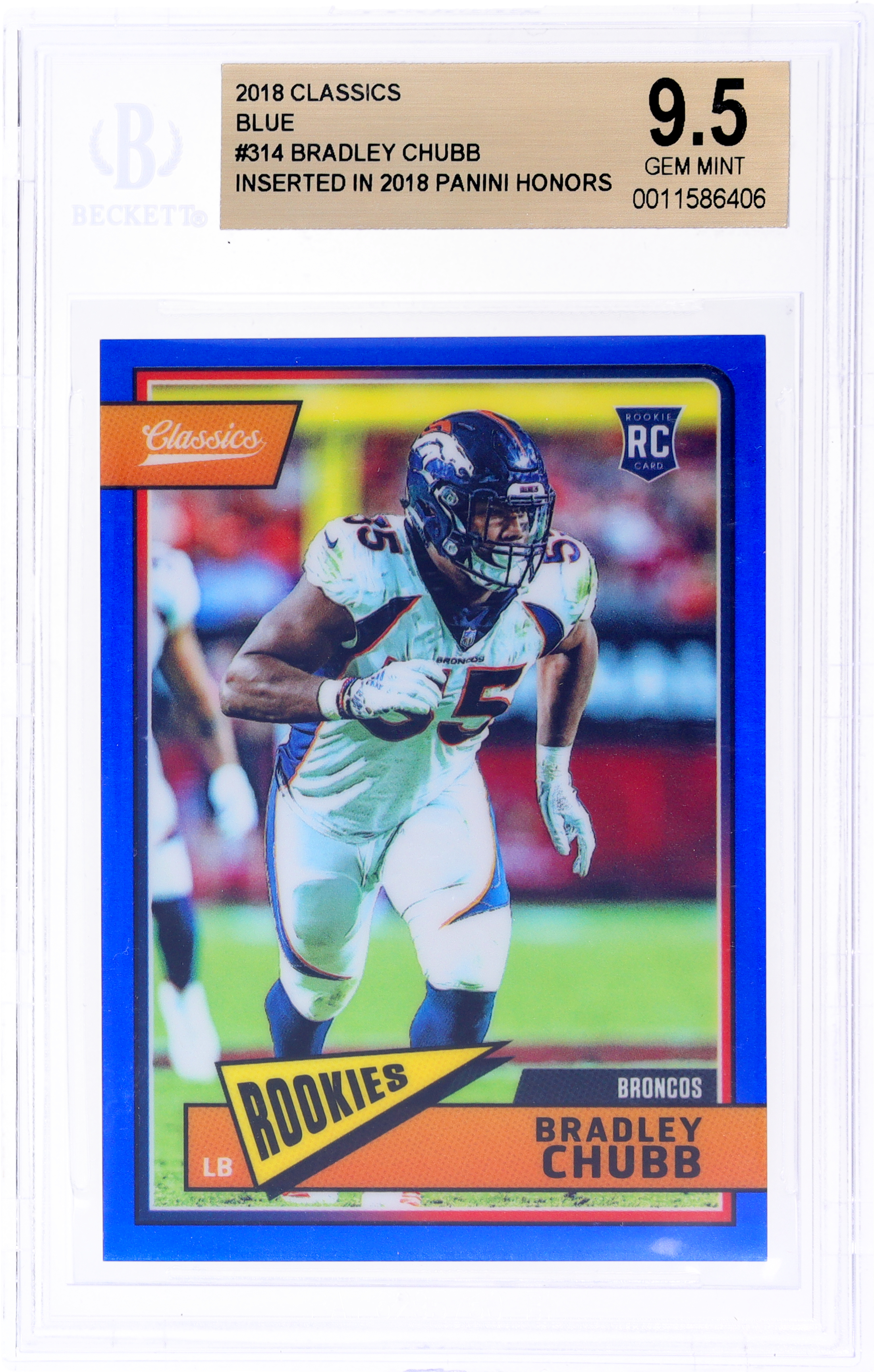2018 Panini Honors Classics Update Rookie Bradley Chubb #314 Blue Parallel /5 RC