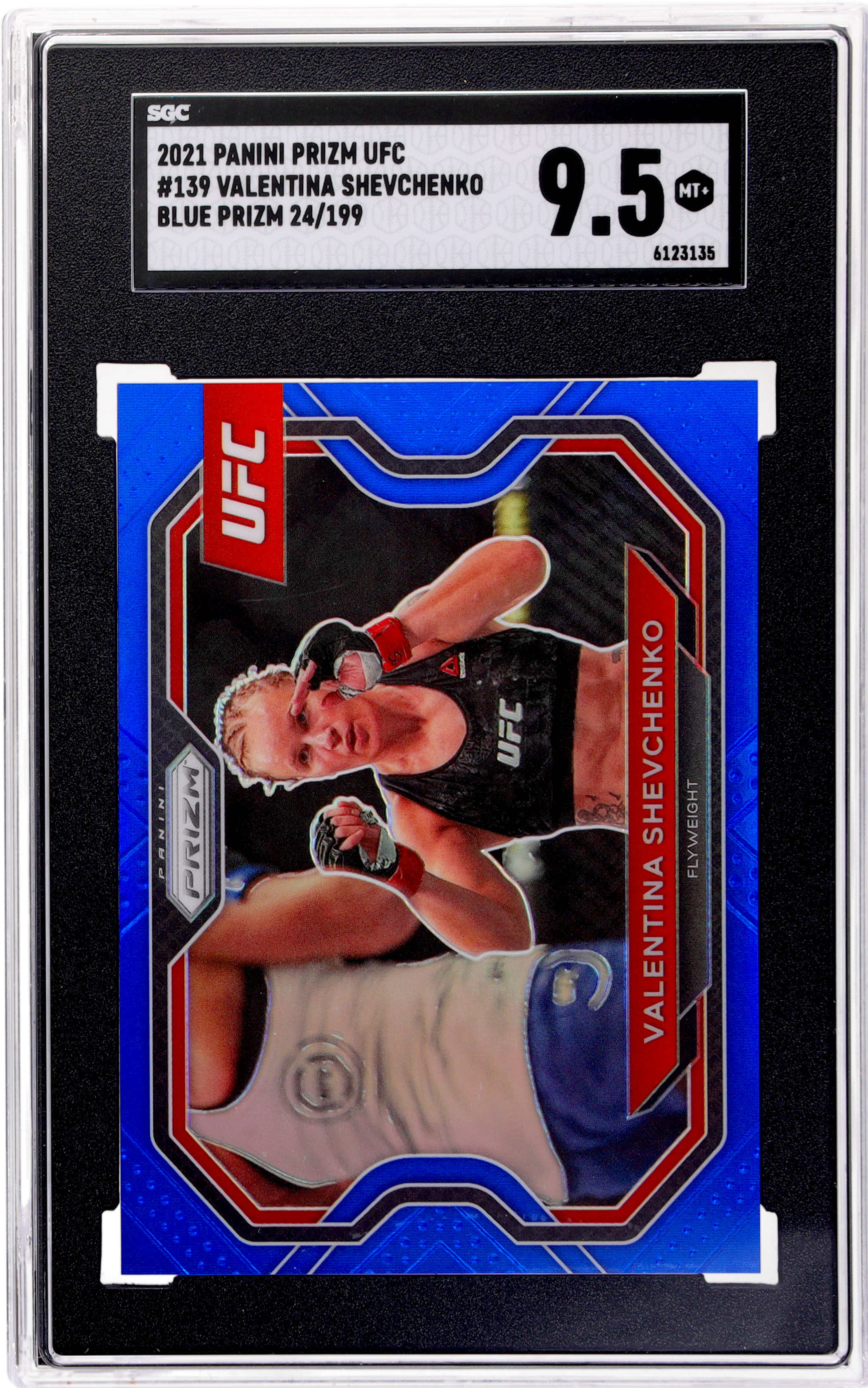 2021 Panini Prizm UFC Blue Prizm Valentina Shevchenko #139 24/199 SGC 9.5