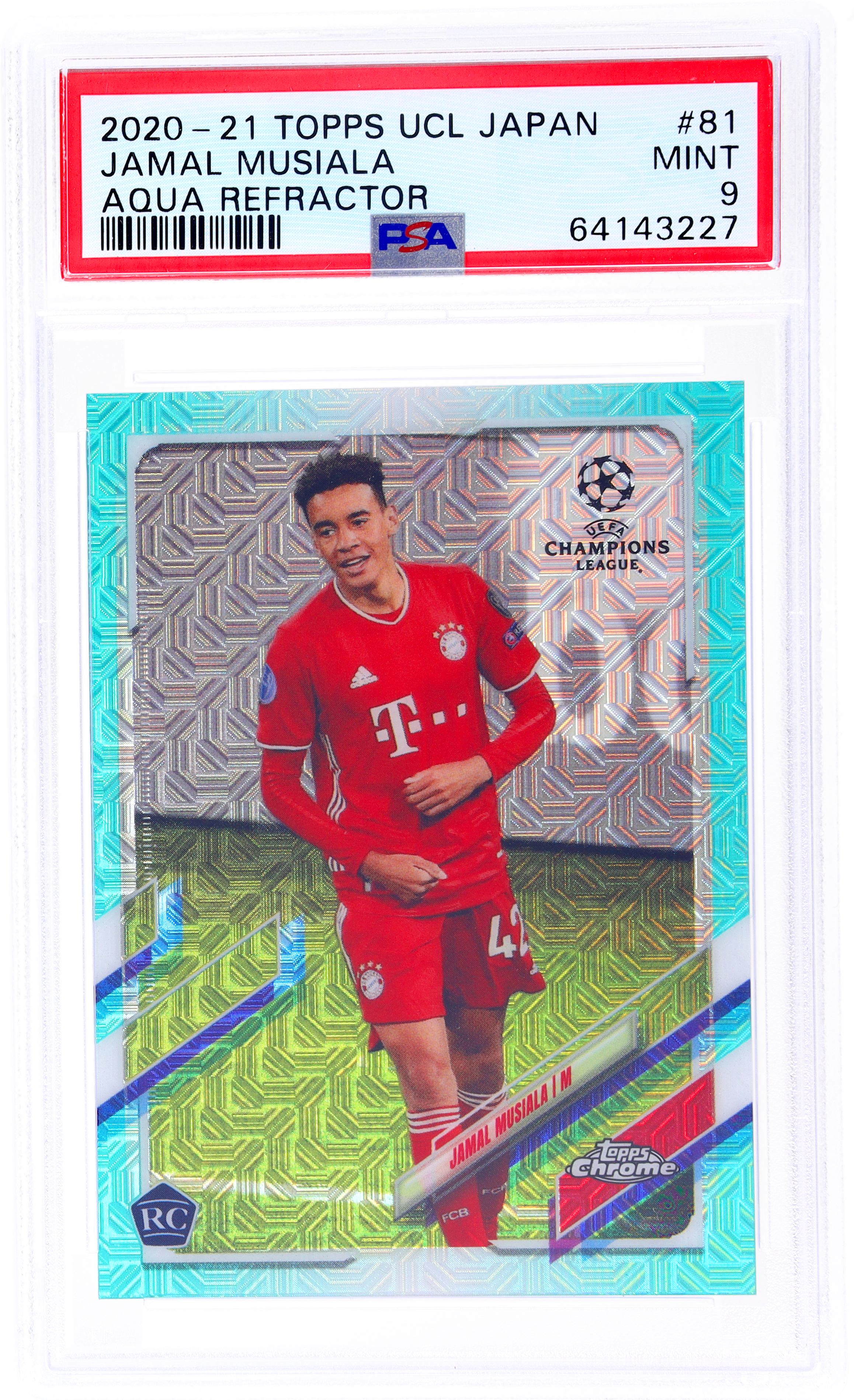 2020 Topps UEFA Champions League Japan Aqua Jamal Musiala #81 /199 PSA 9