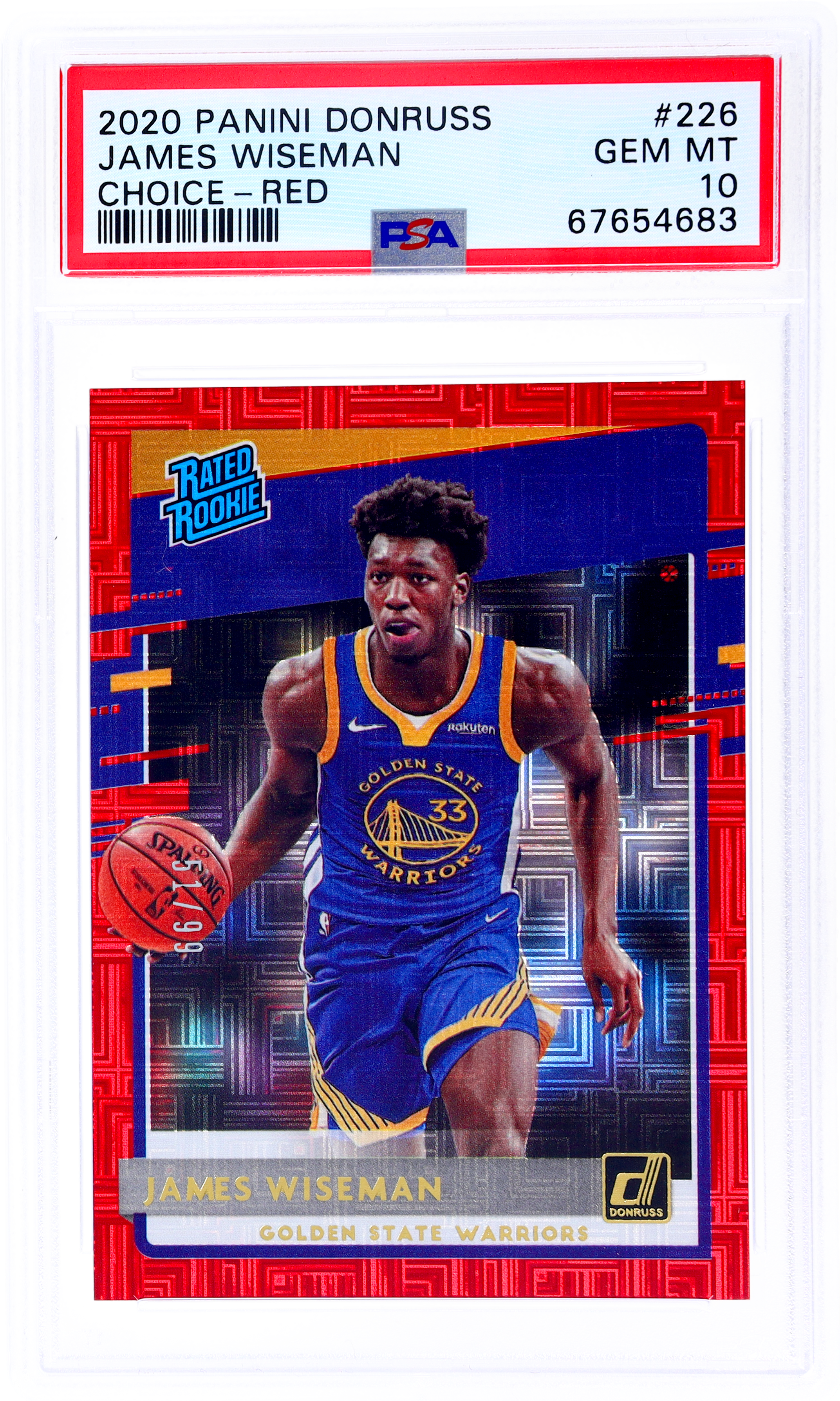 2020 Panini Donruss Choice Red James Wiseman #226 /99 /51 PSA 10